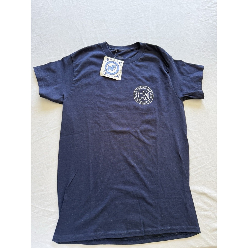 Puppie Love Navy Blue Starfish Puppy Graphic T-Shirt Women Size Small NEW
